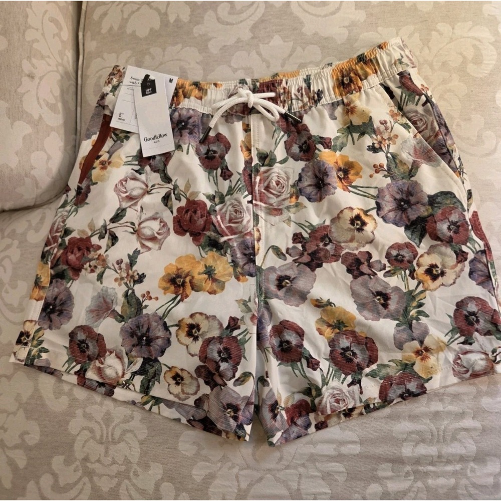 Goodfellow & Co Men's Floral 5" Swim Trunks With Liner Size M NEW! $30 - Picture 2 of 9